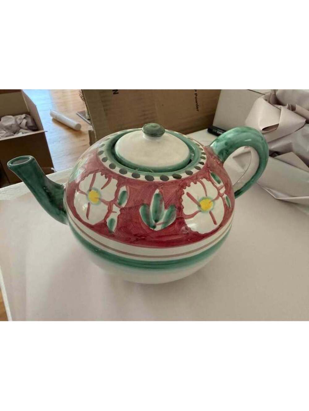 Solimene Vietri Hand-Painted Floral Italian Ceramic Teapot